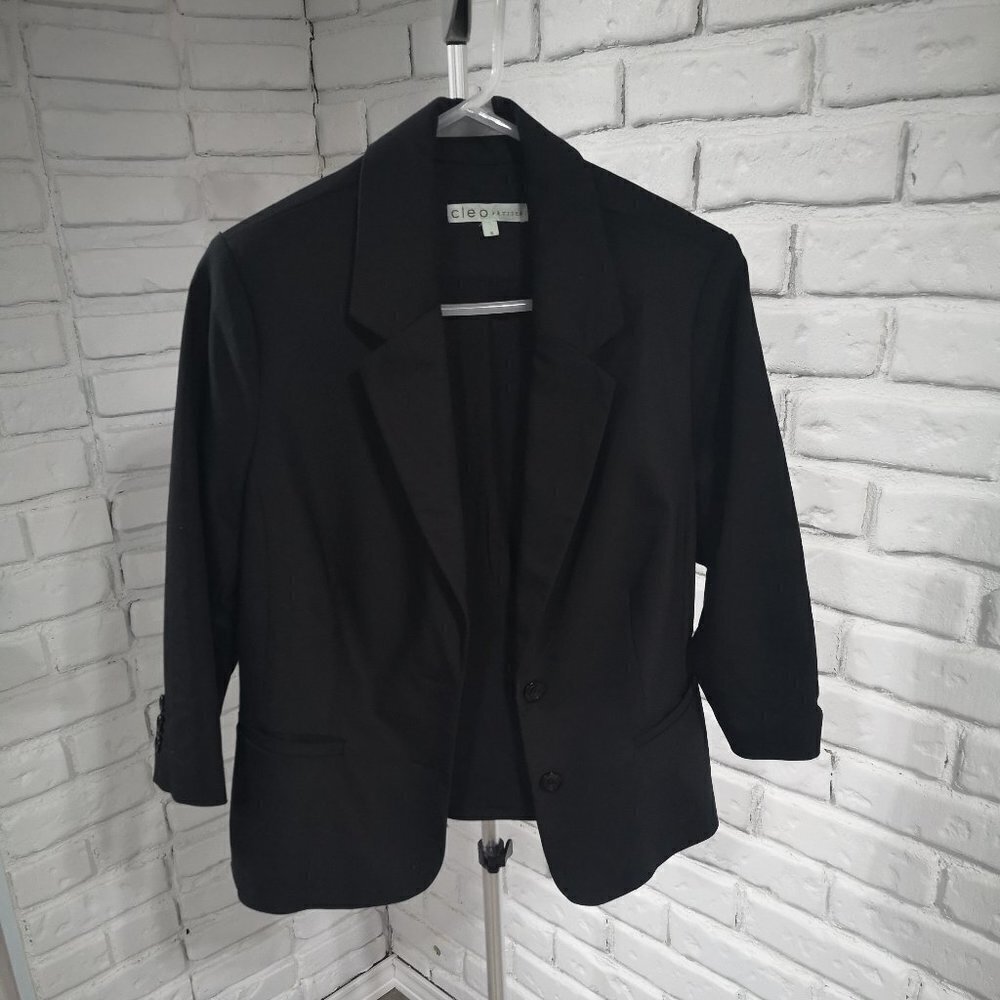 Cleo Petites Ladies Black 3/4 Length Sleeve Blazer